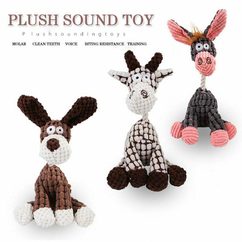 Squeaky Plush Sound Dog Toy(Cleans Teeth)