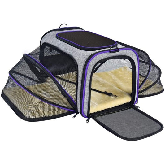 Airline Approved Expandable Foldable Soft-Sided Dog Carrier with 3 Doors